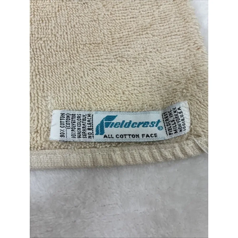 Pair Of Fieldcrest Vintage Tan Floral & Butterfly Bath Towels Multi-Color Chrty